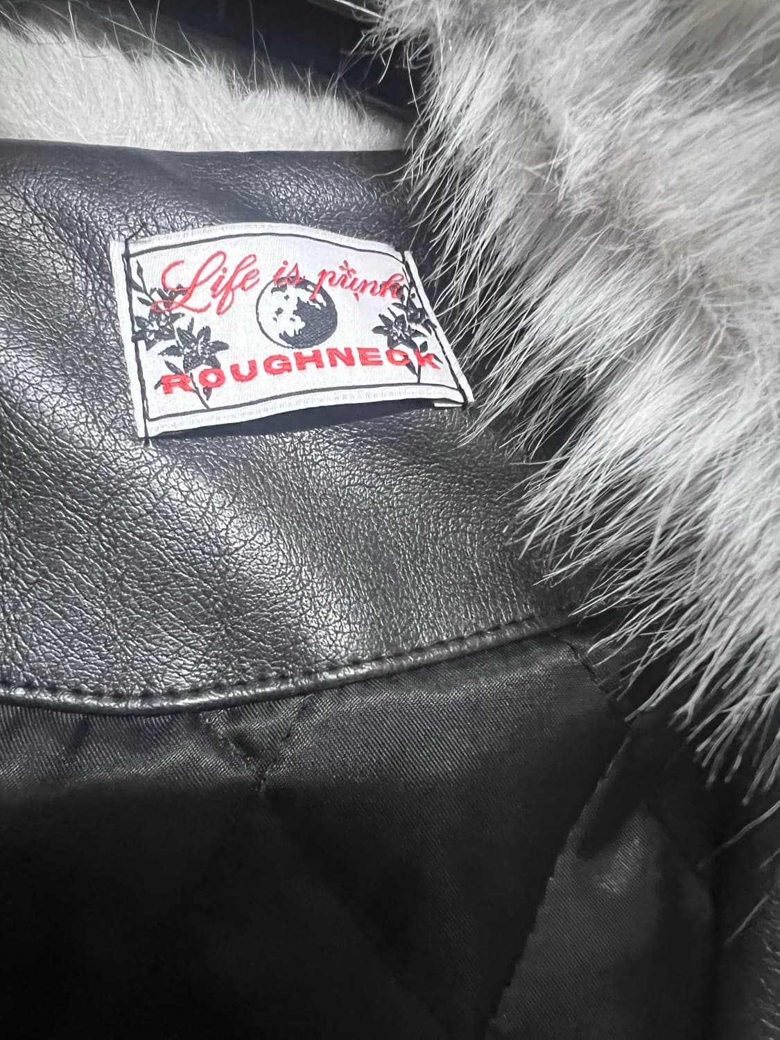 러프넥 레더 무스탕 그레이 S 상품이미지5