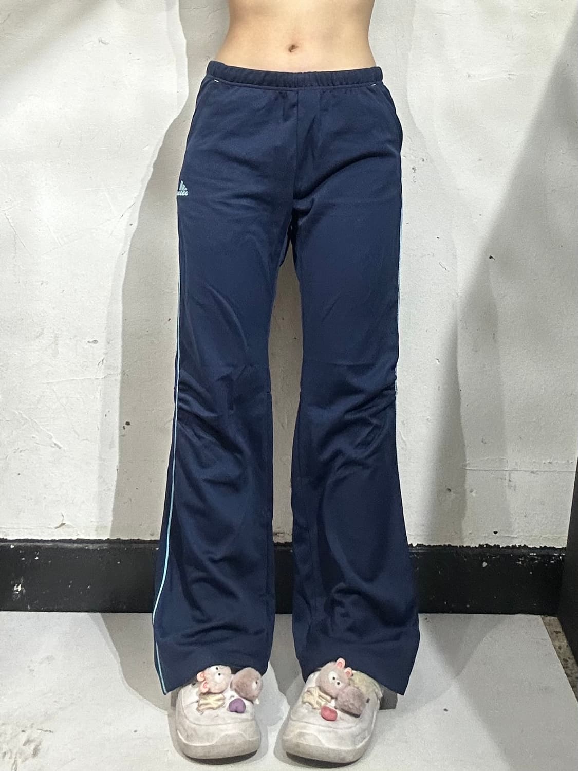 아디다스 네이비 스카이 블루 스몰 로고 사이드 라인 와이드 팬츠 M 상품이미지2