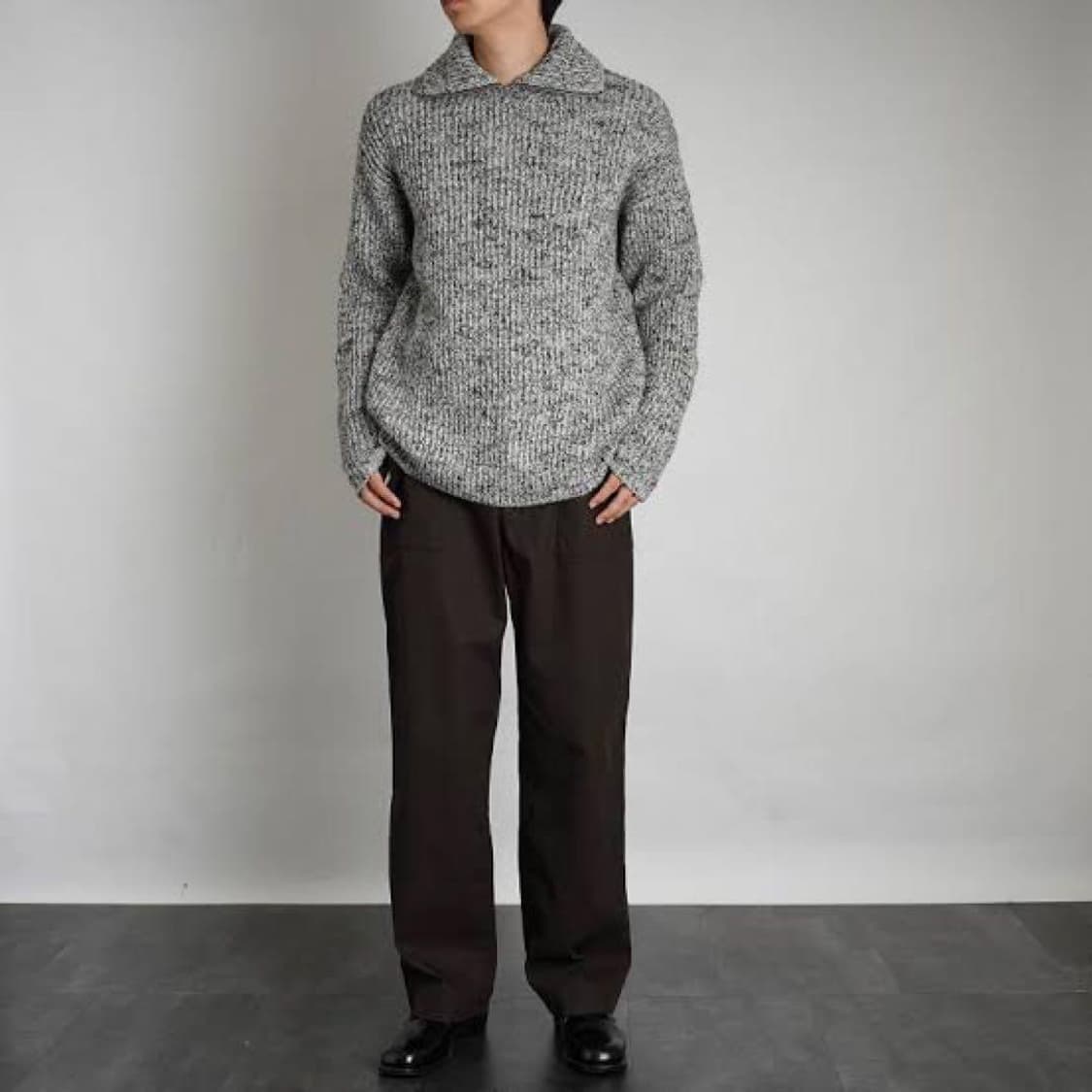 [4] 오라리 울 베이비 알파카 믹스 립 집업 터틀넥 니트 상품이미지3