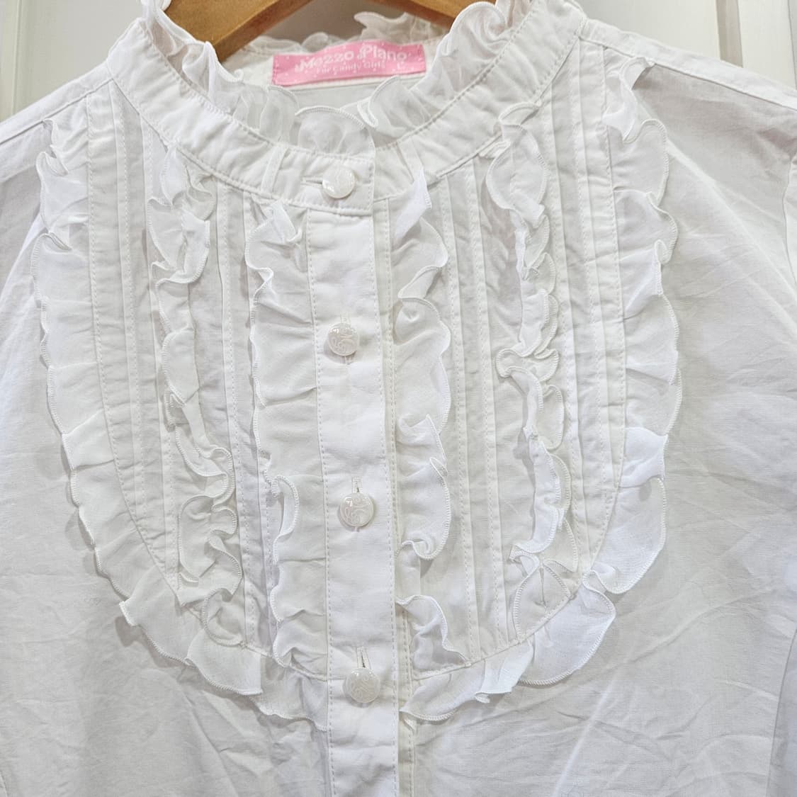 Mezzo Piano 프릴 블라우스 화이트 상품이미지4