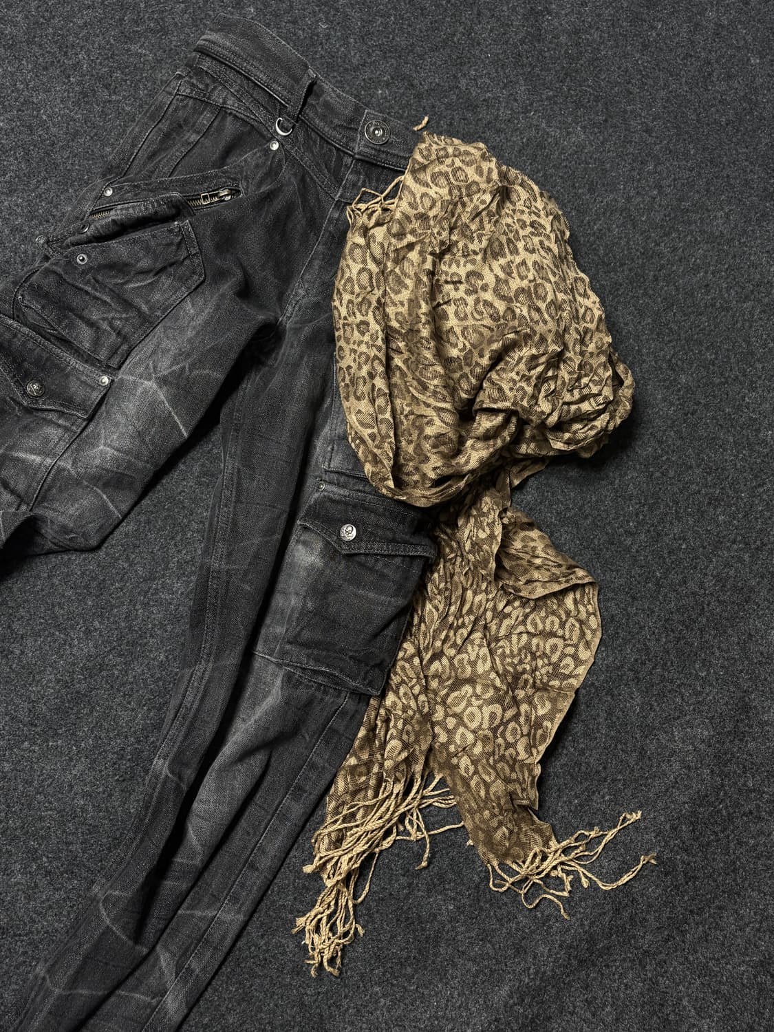 Vintage y2k punk Leopard muffler 상품이미지1