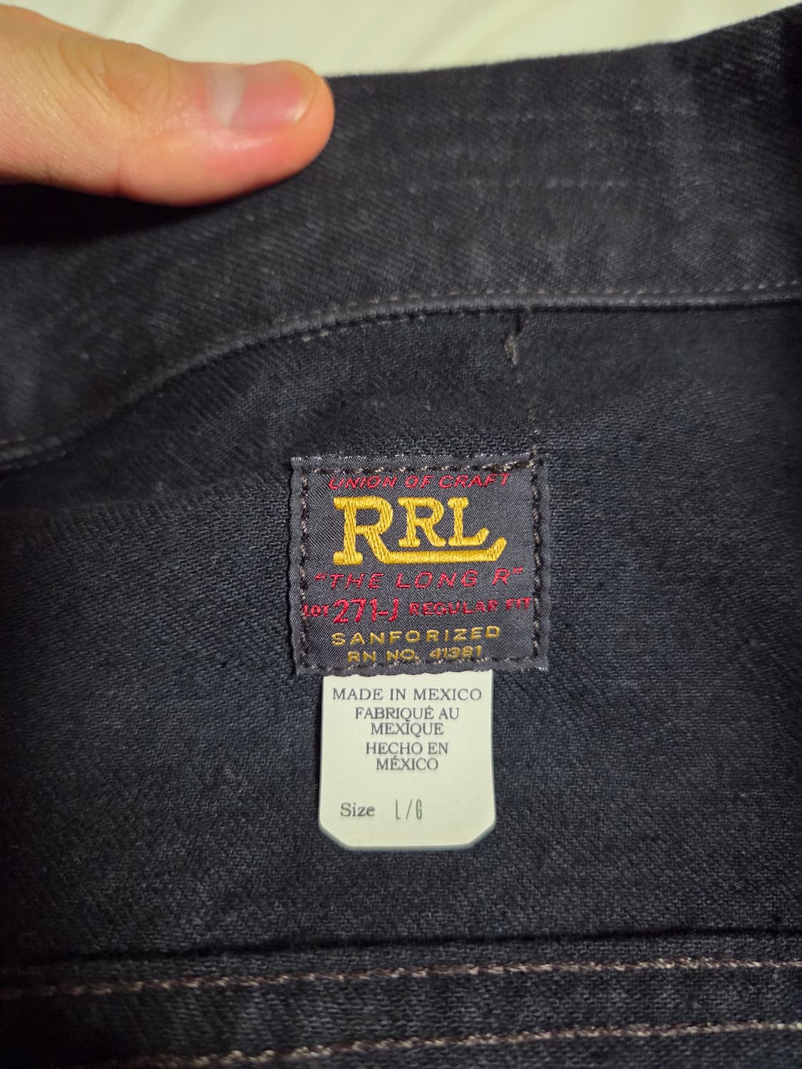 RRL 트렄니 lot271 흑청 L사이즈 팝니다 상품이미지3
