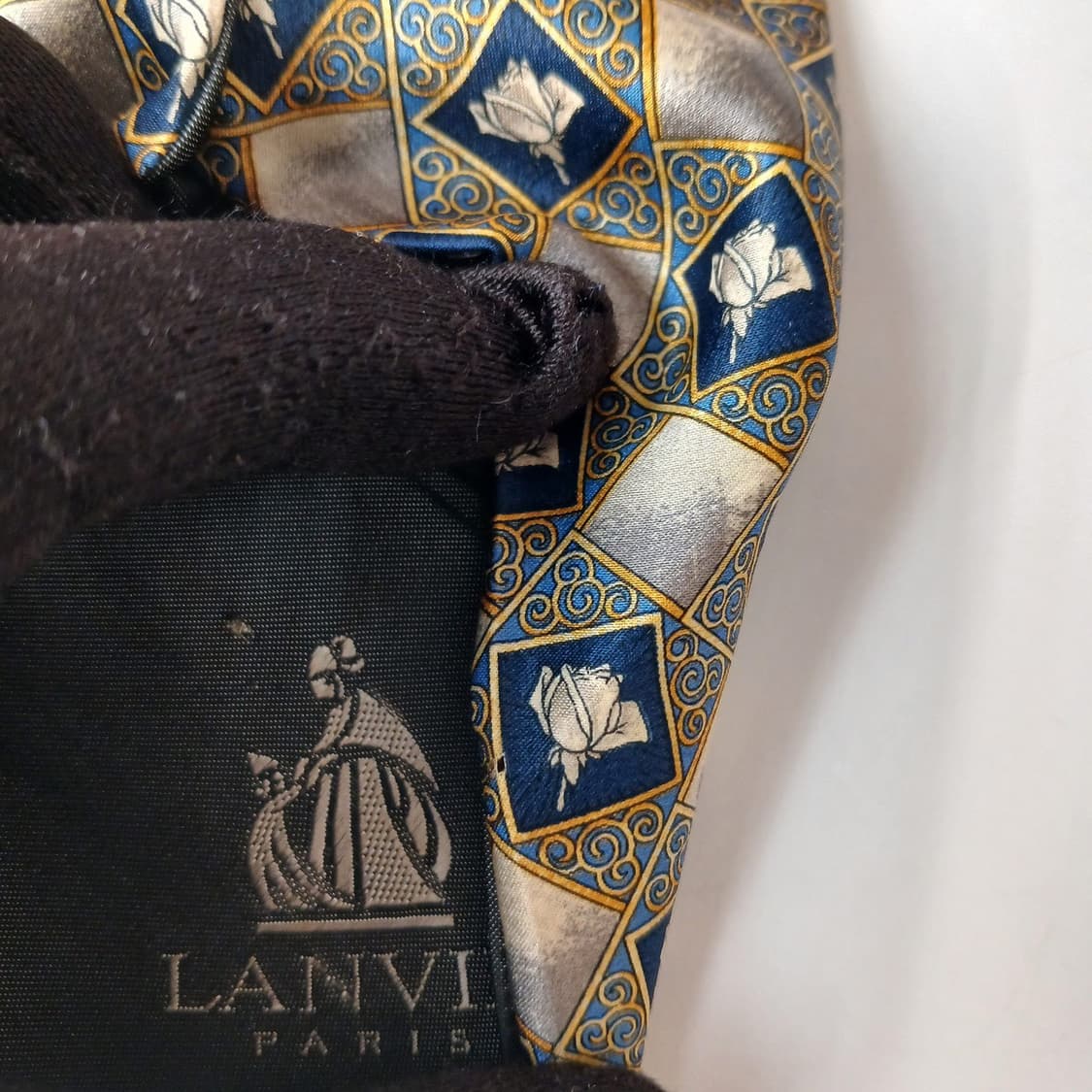 랑방 실크 기하 플라워 패턴 넥타이 9.2cm B등급 A19553 상품이미지9