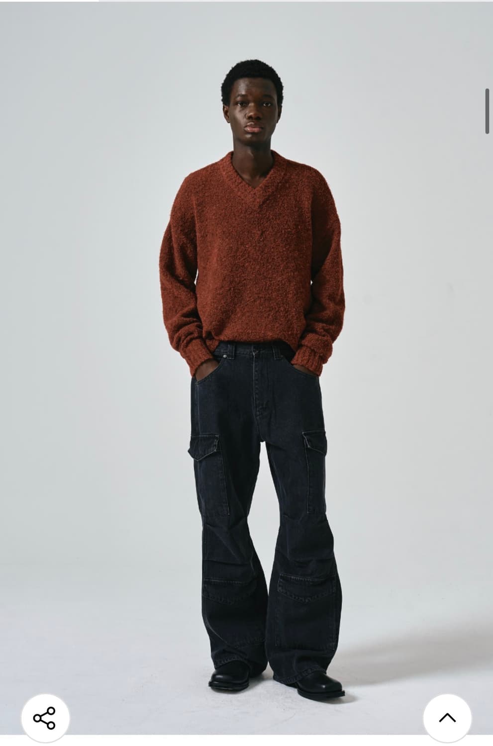 (50) 노이어 NOIER 유틸리티 카고 와이드 데님 팬츠 (그레이) 상품이미지4