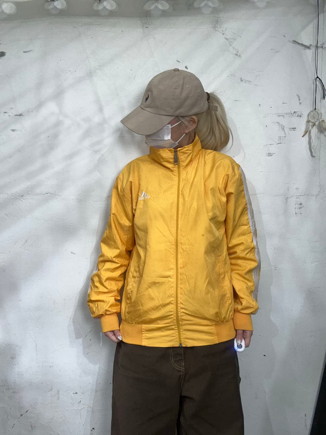 아디다스 옐로우 화이트 삼선 트랙탑 져지 상품이미지2