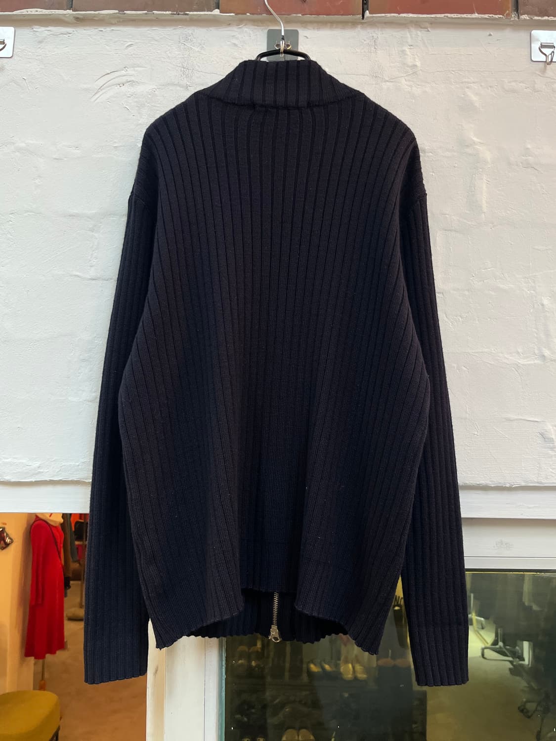 Kenneth Cole 레더 포켓 니트집업 블랙 상품이미지7