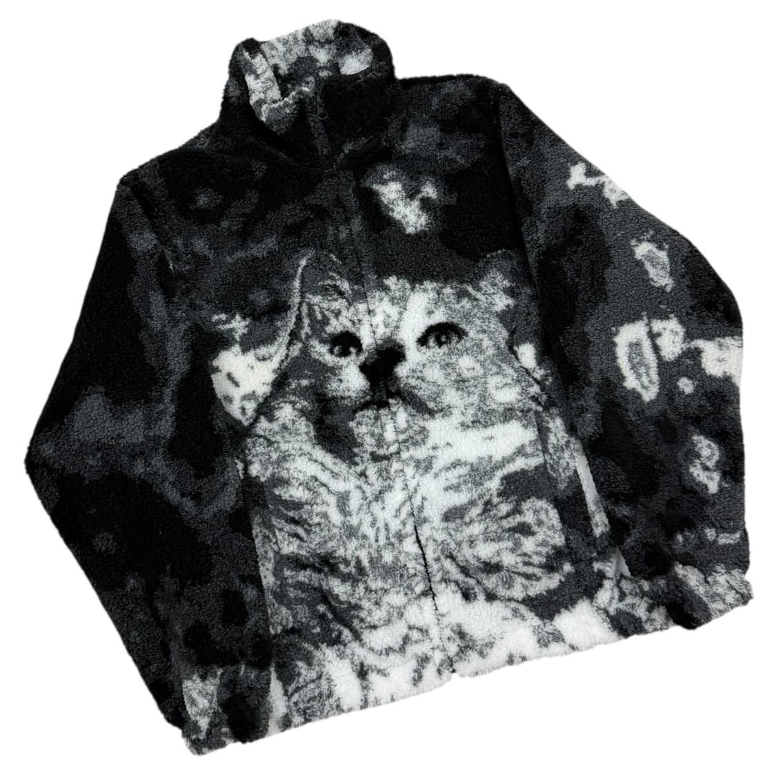 라퍼 고양이 캣 플리스 후리스 집업 자켓 블랙 M 상품이미지2