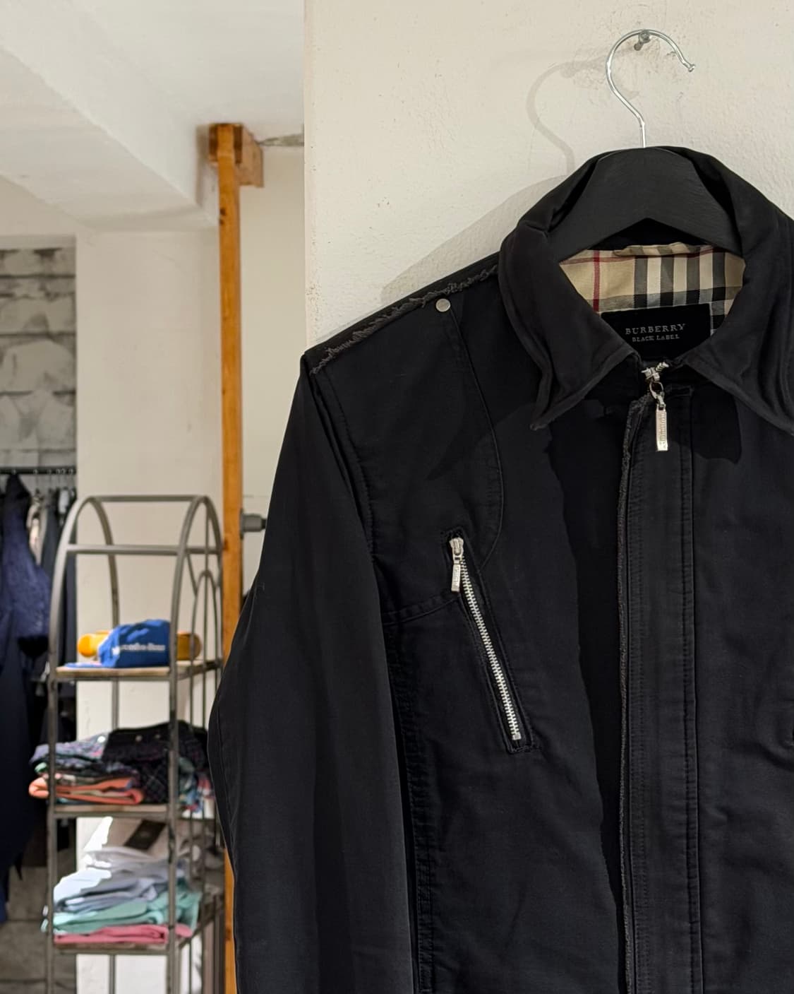 버버리 블랙라벨 블랙 우먼스 바이커 자켓 상품이미지2