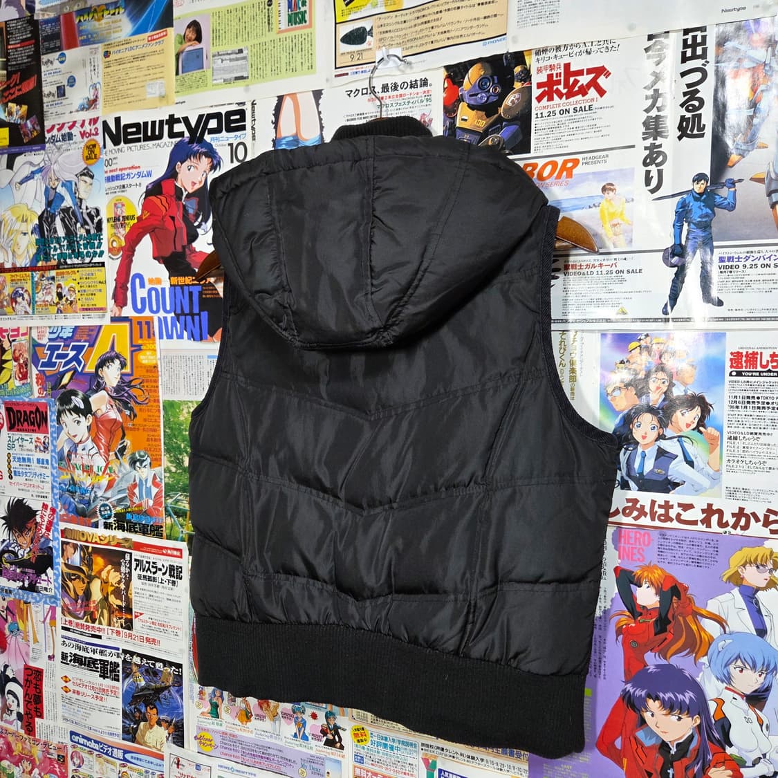 빈티지 락시크 펑크 블랙 후드 패딩 베스트 상품이미지5