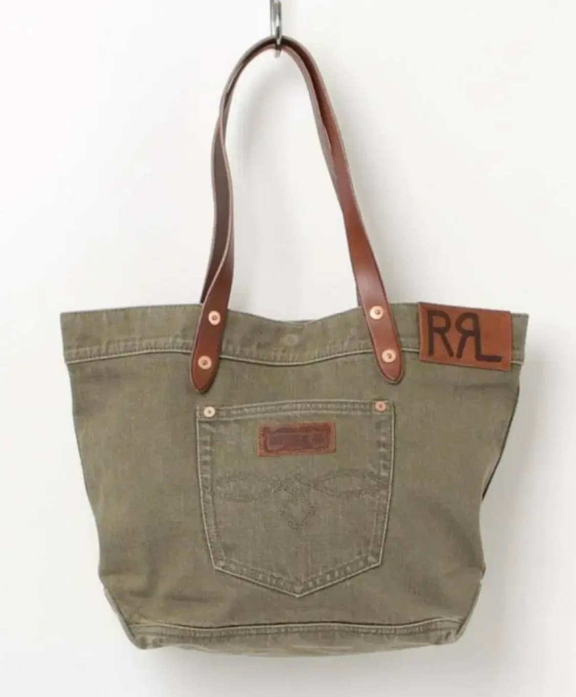 RRL 레더 트림 트윌 토트백 더블알엘 가방 상품이미지1