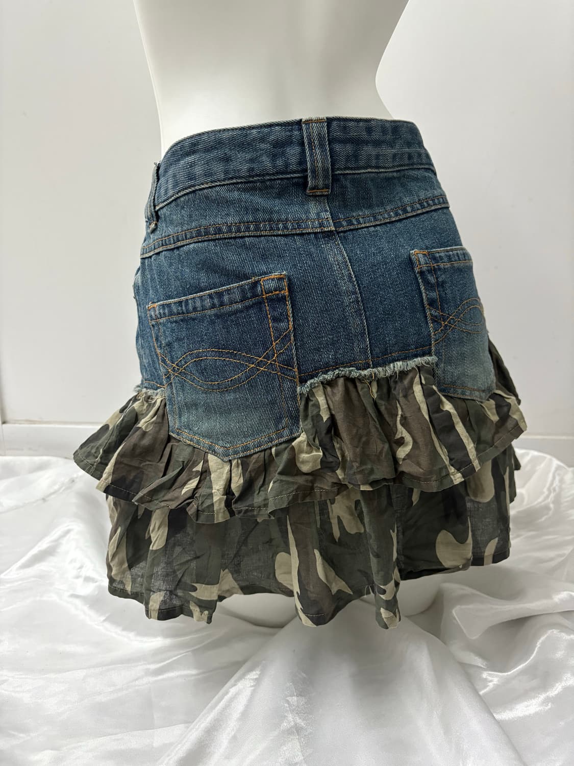 Y2K 카모 플리츠 청스커트 상품이미지3