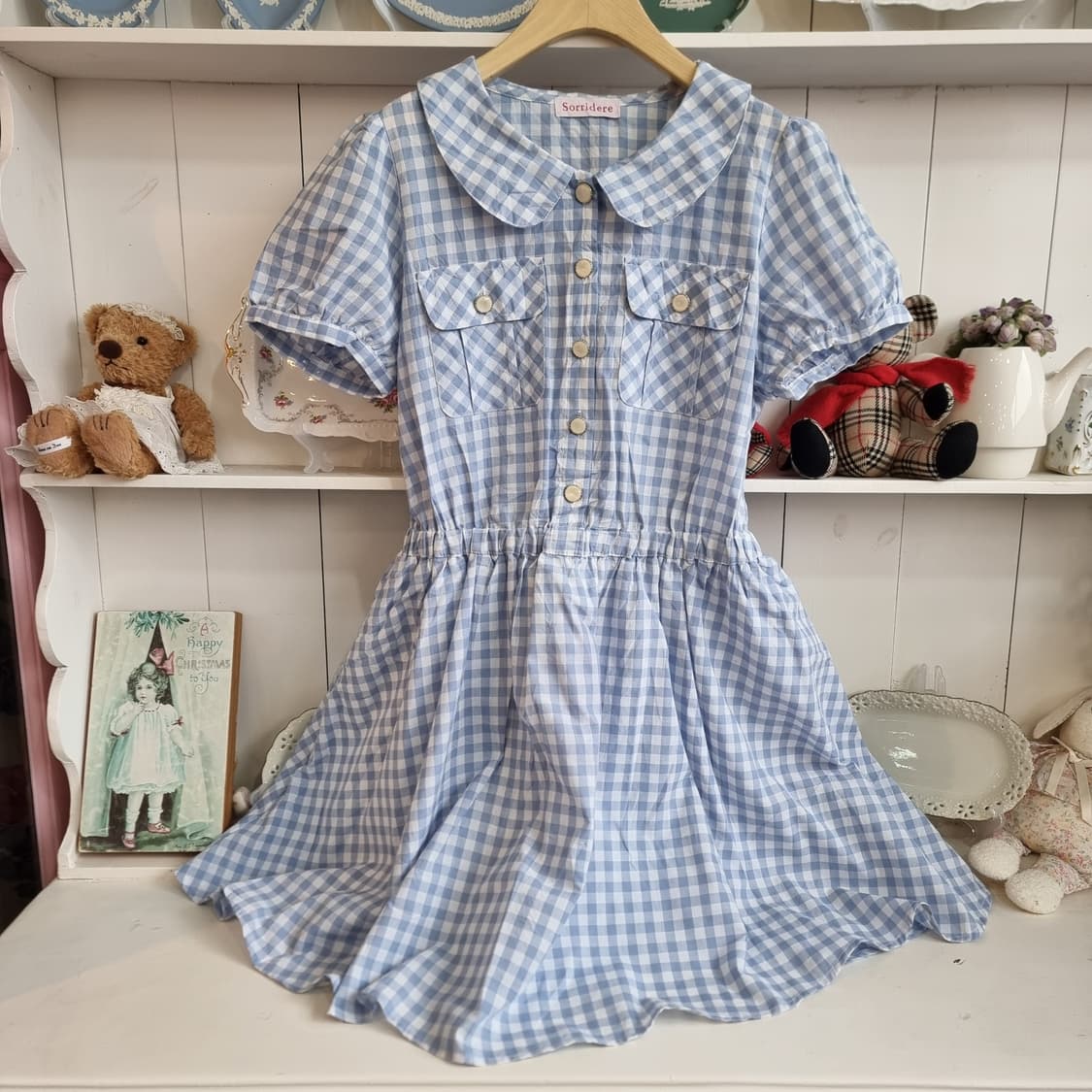스카이블루 체크 세일러카라 원피스 상품이미지1