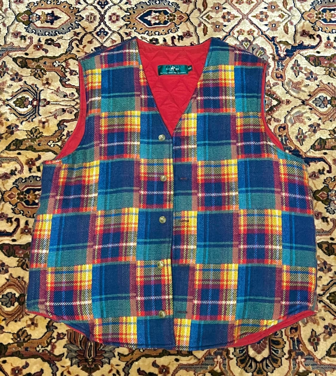USPA 90's 빈티지 체크셔츠 자켓+ 퀼팅 베스트 조끼 95~100 상품이미지5