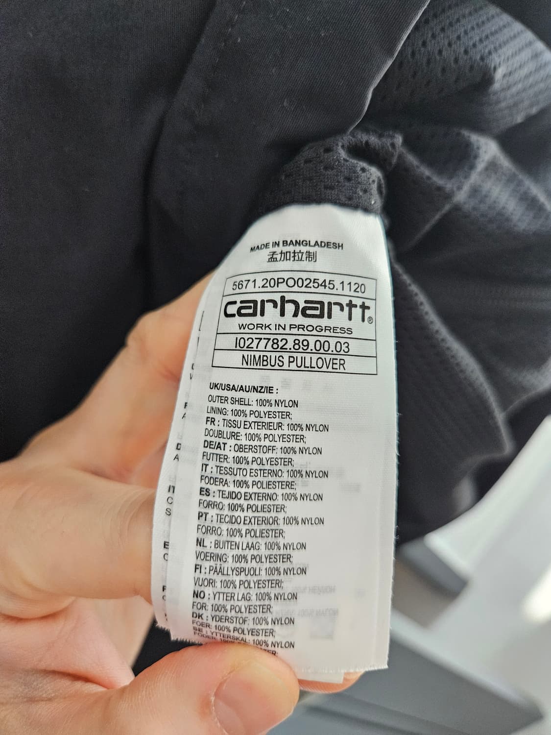 칼하트 님부스 풀오버 아노락 블랙 L 상품이미지4