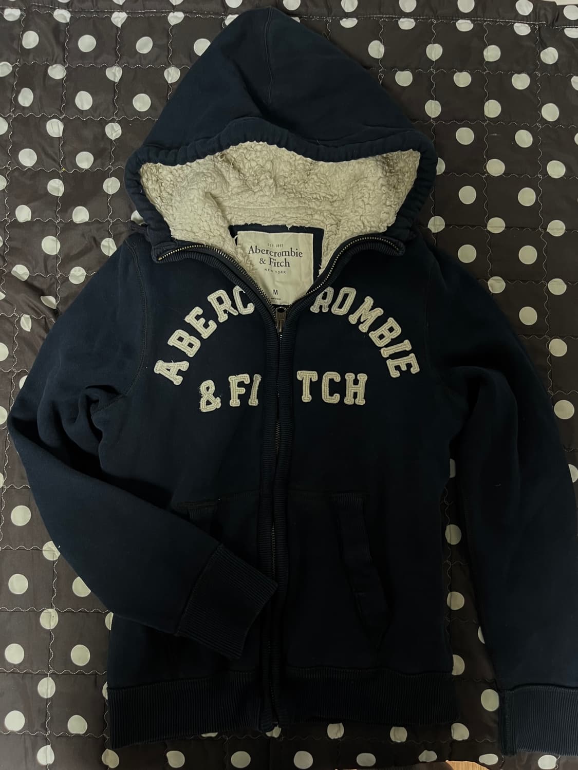 아베크롬비 후드집업 네이비 빈티지 후드티 털후드집업 y2k 상품이미지2