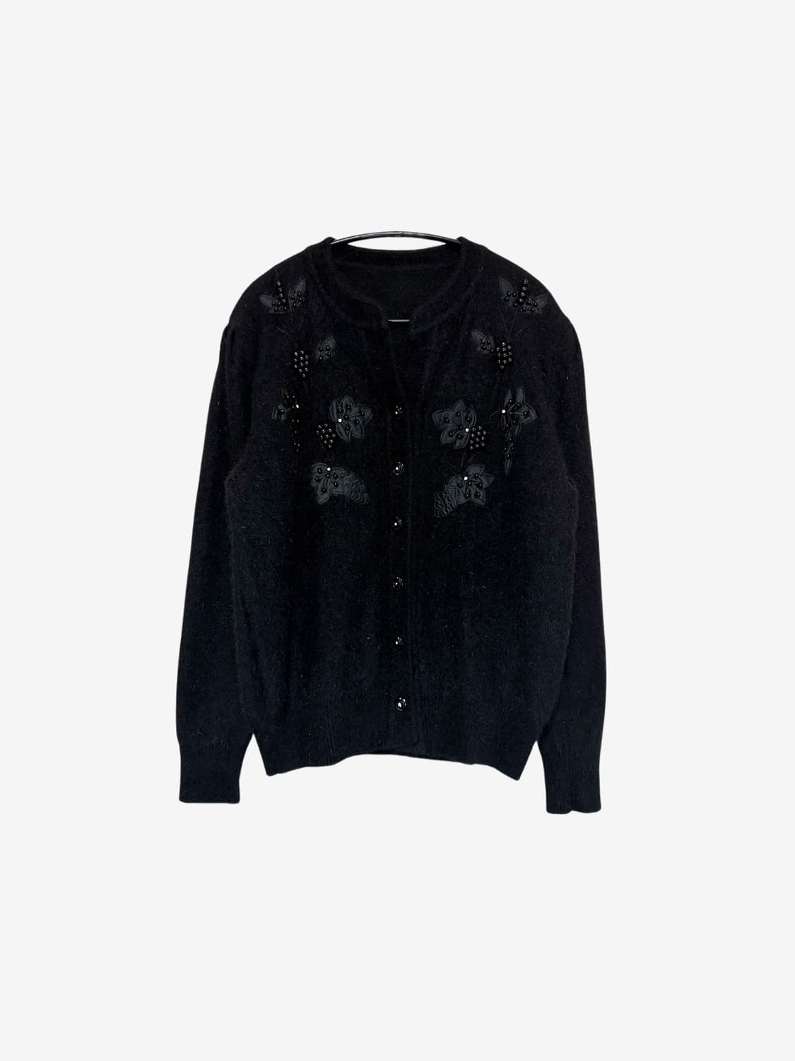 Beaded Angora Cardigan - Black 상품이미지4