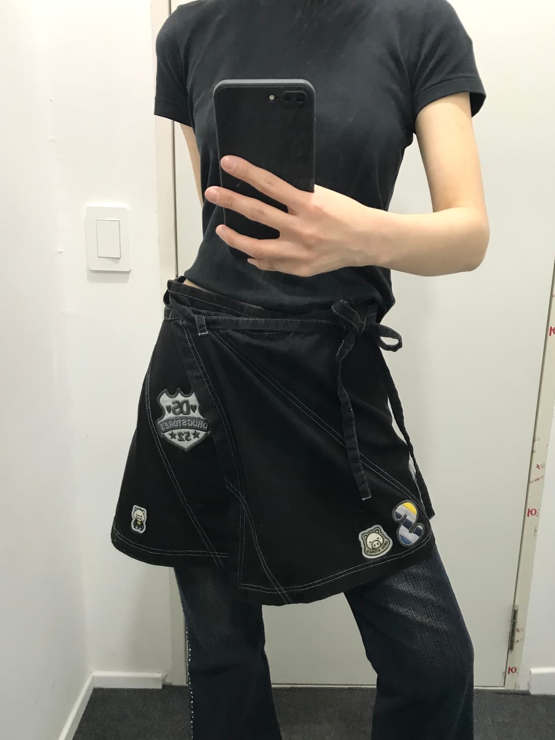 드럭스토어 패치 랩스커트  치마 상품이미지1