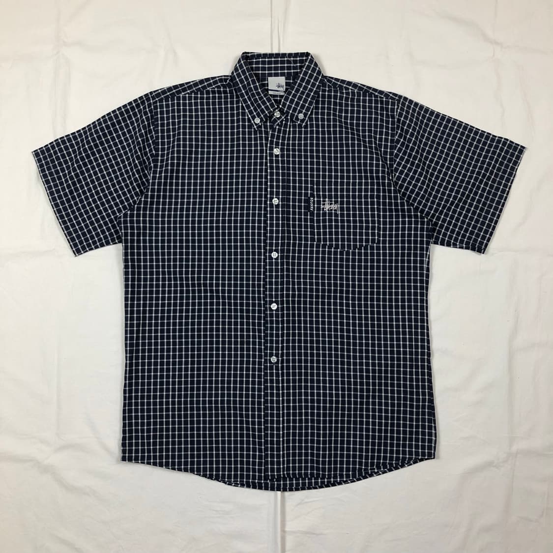 90s 스투시 stussy 로고 포켓 체크 반팔셔츠 상품이미지1