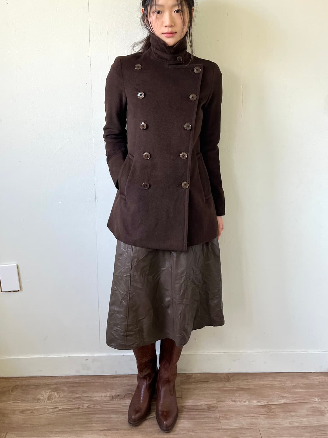 theory 초코브라운 캐시미어 더블 코트 상품이미지5