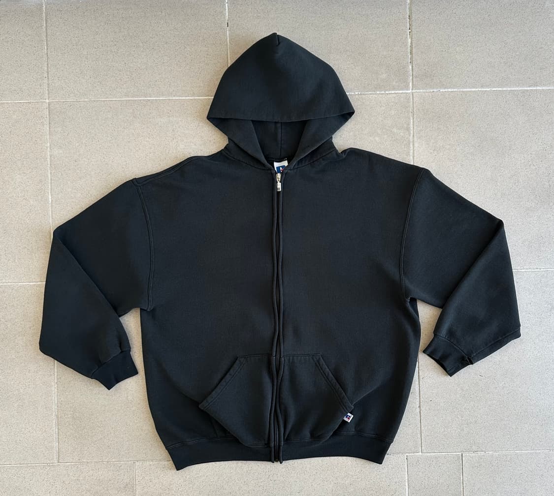 90s 빈티지 러셀 후드집업 블랙 XL 상품이미지1