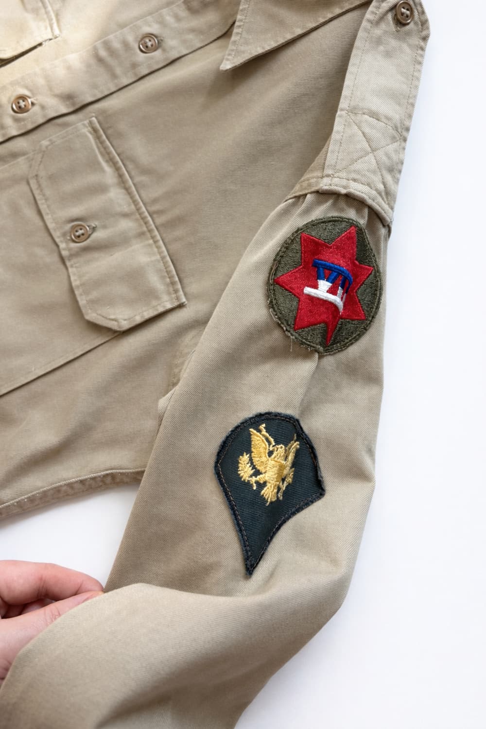 50s 미군 카키 오피서 셔츠 15.5(100~103) 상품이미지4
