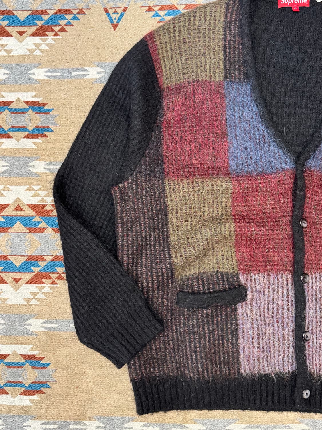 [XL] 슈프림 브러쉬드 그리드 가디건 블랙 상품이미지3