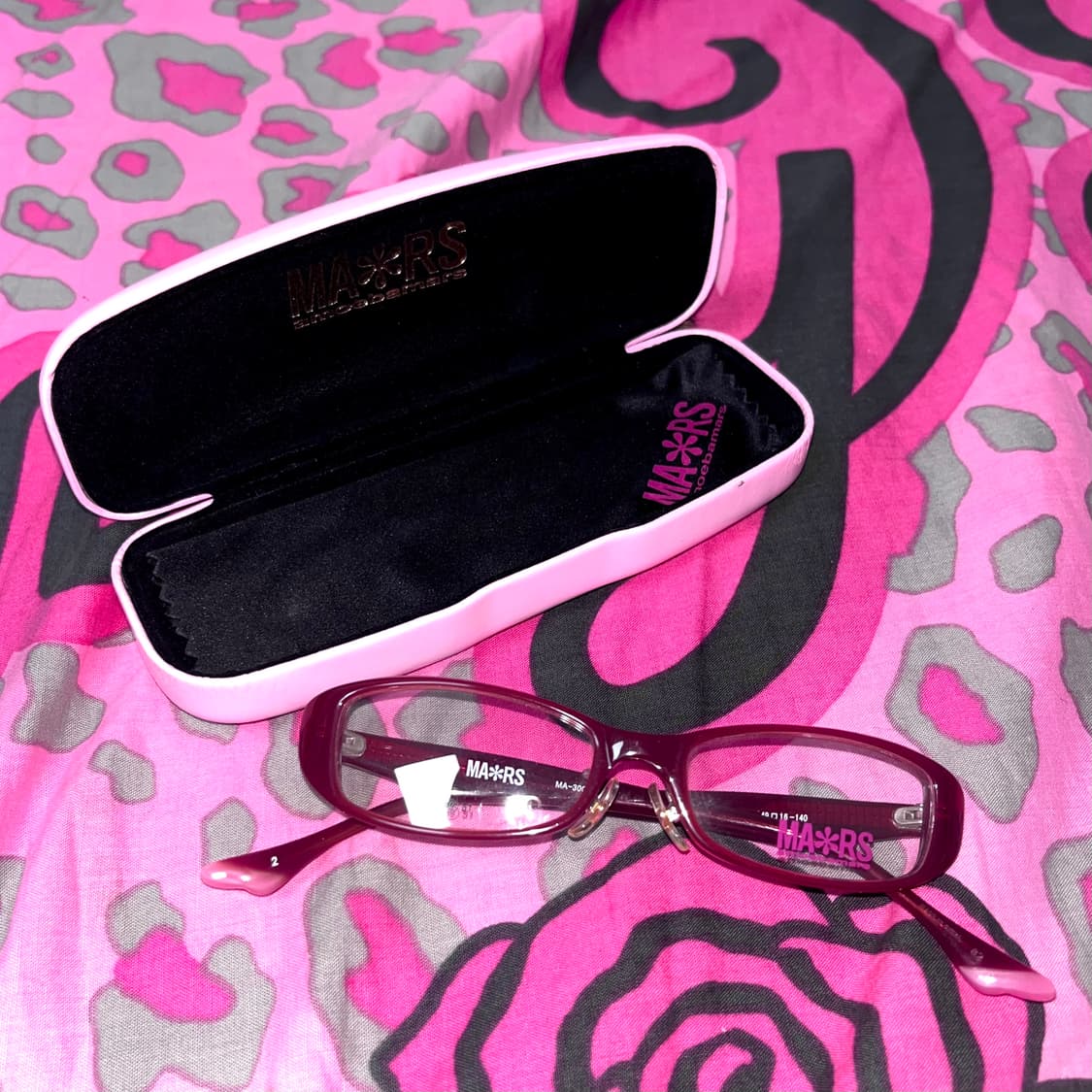 MA*RS마즈 각인 큐빅스톤 레드브라운 안경 히메오네갸루 핀터y2k긱시크 상품이미지2
