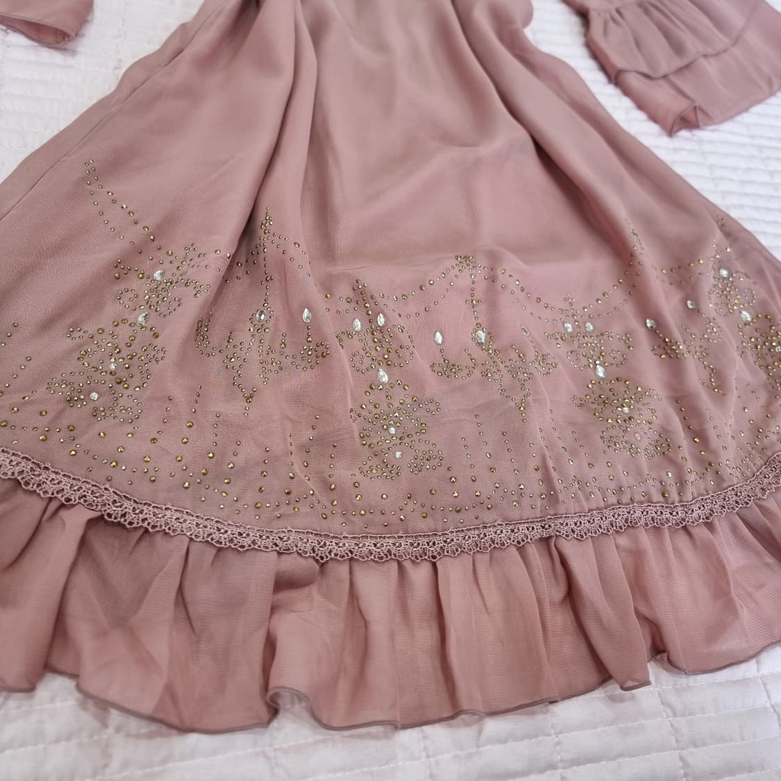 엑시즈팜(Axes femme) 로즈핑크 비즈 쉬폰 원피스 상품이미지2