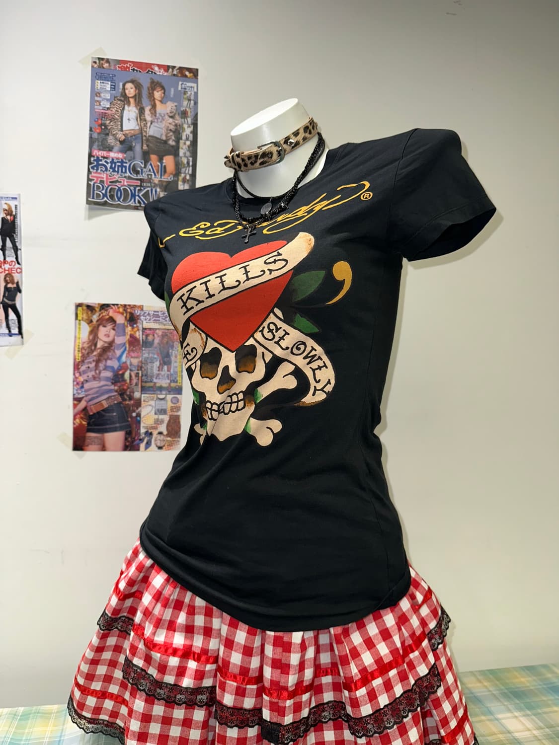 Skull Printed Black Slim T-shirt 상품이미지2