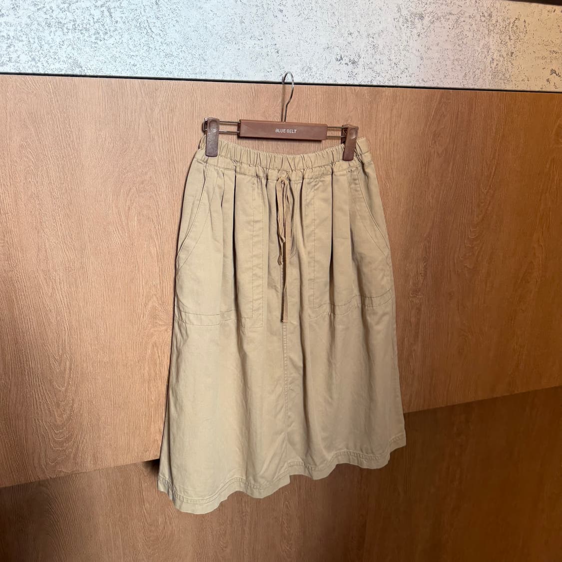 빈티지 밴딩 롱 스커트 허리 스트링 디테일 베이지 k85 상품이미지2