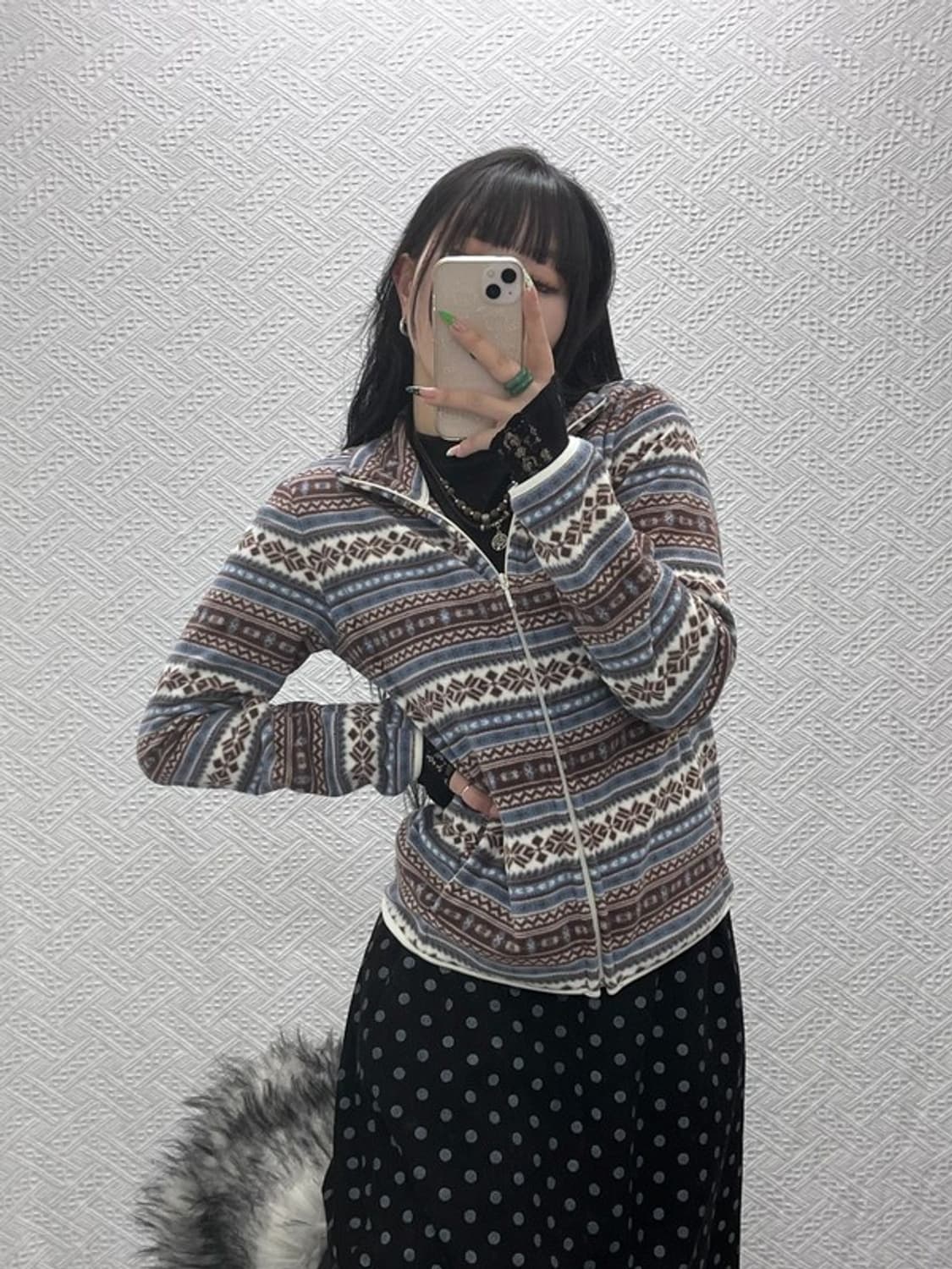 유니클로 빈티지 코지 모리걸 에스닉 후리스 집업 L C09089 상품이미지1