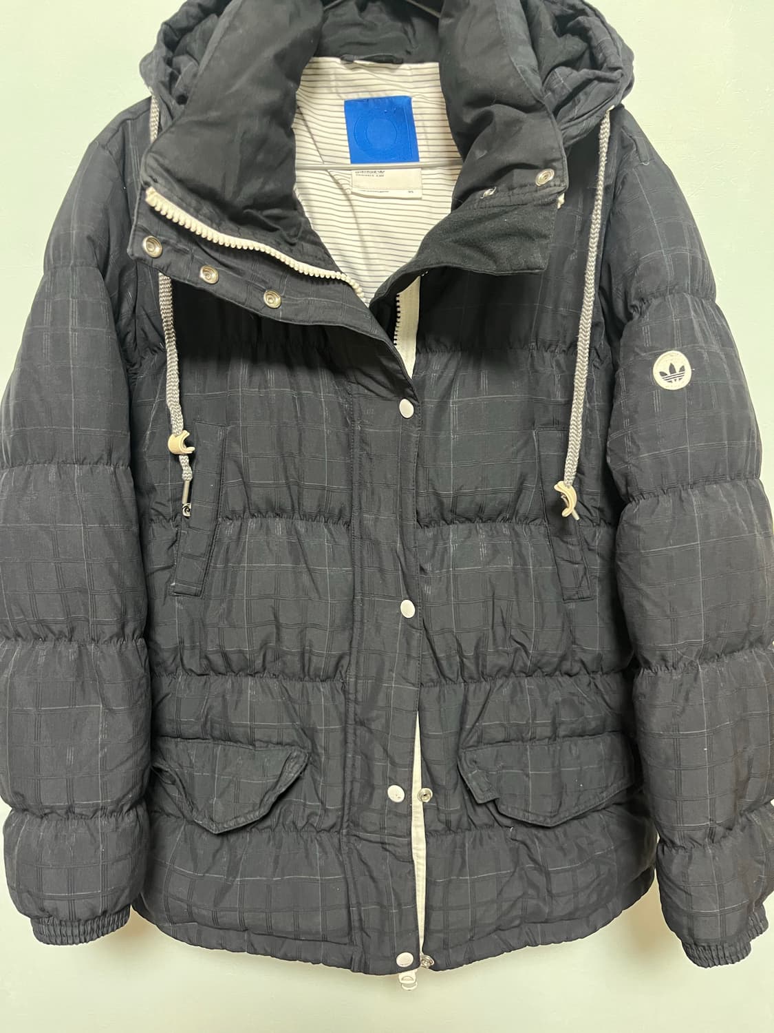 아디다스 블랙 체크  덕다운패딩 점퍼 상품이미지1