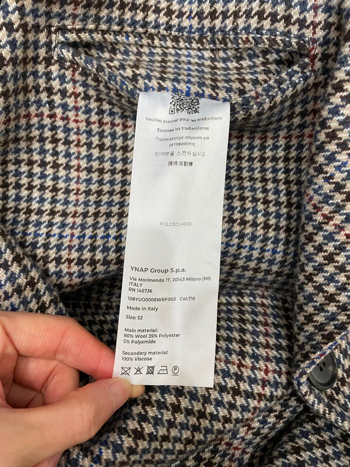 8 by YOOX 이태리제 하운드투스 체크 울 카코트 상품이미지10