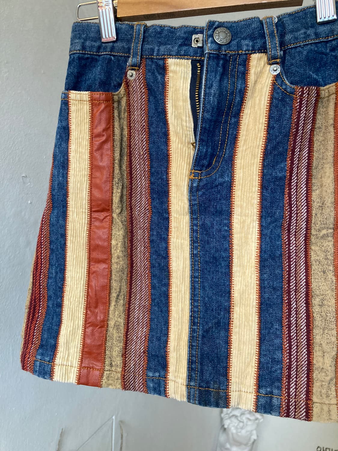 *KIDS* 에스닉 스트라이프 패치 데님 스커트 상품이미지2