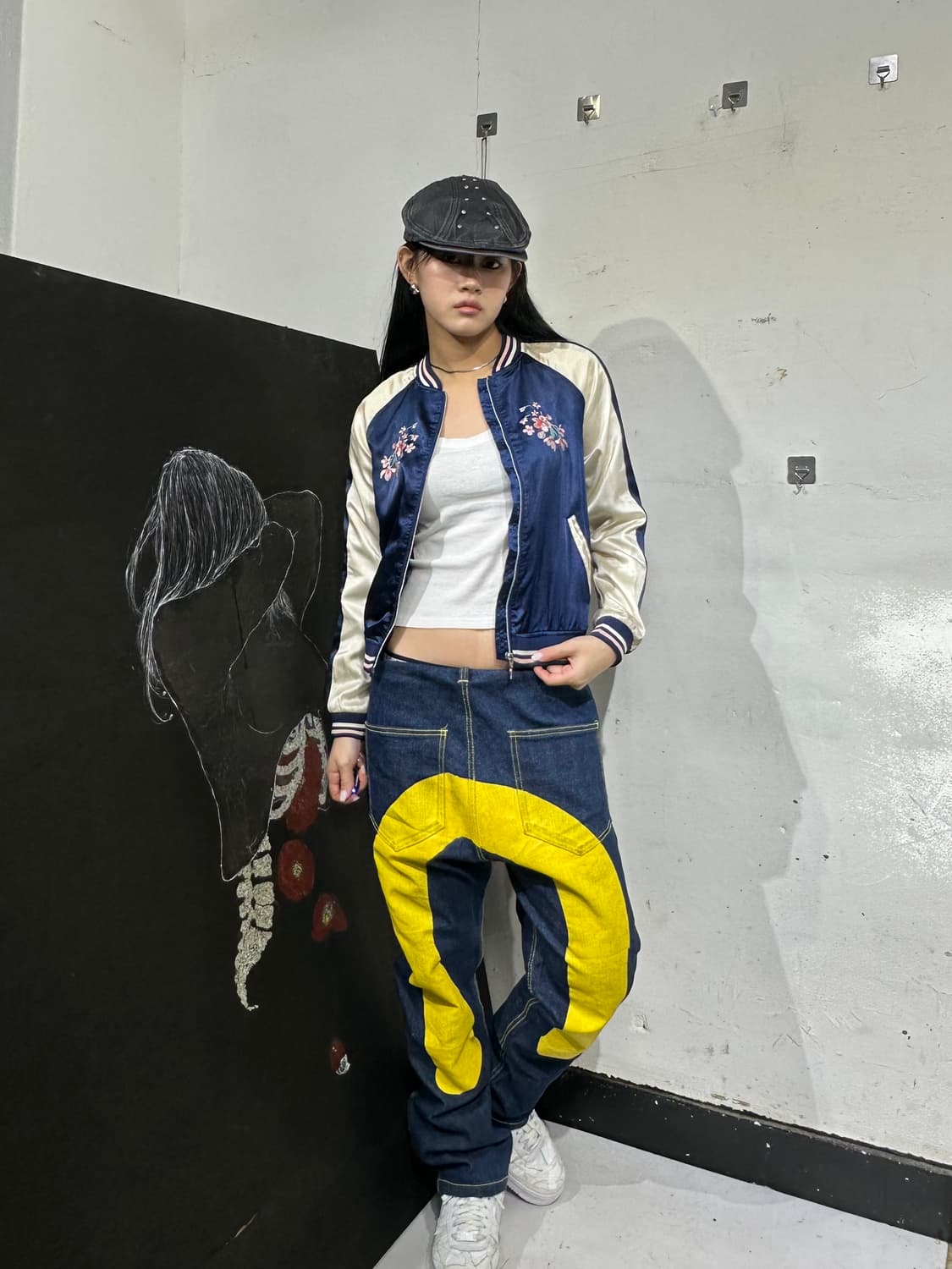 Jpn 일본빈티지 오리엔탈 네이비 꽃 스카잔 자켓 상품이미지1