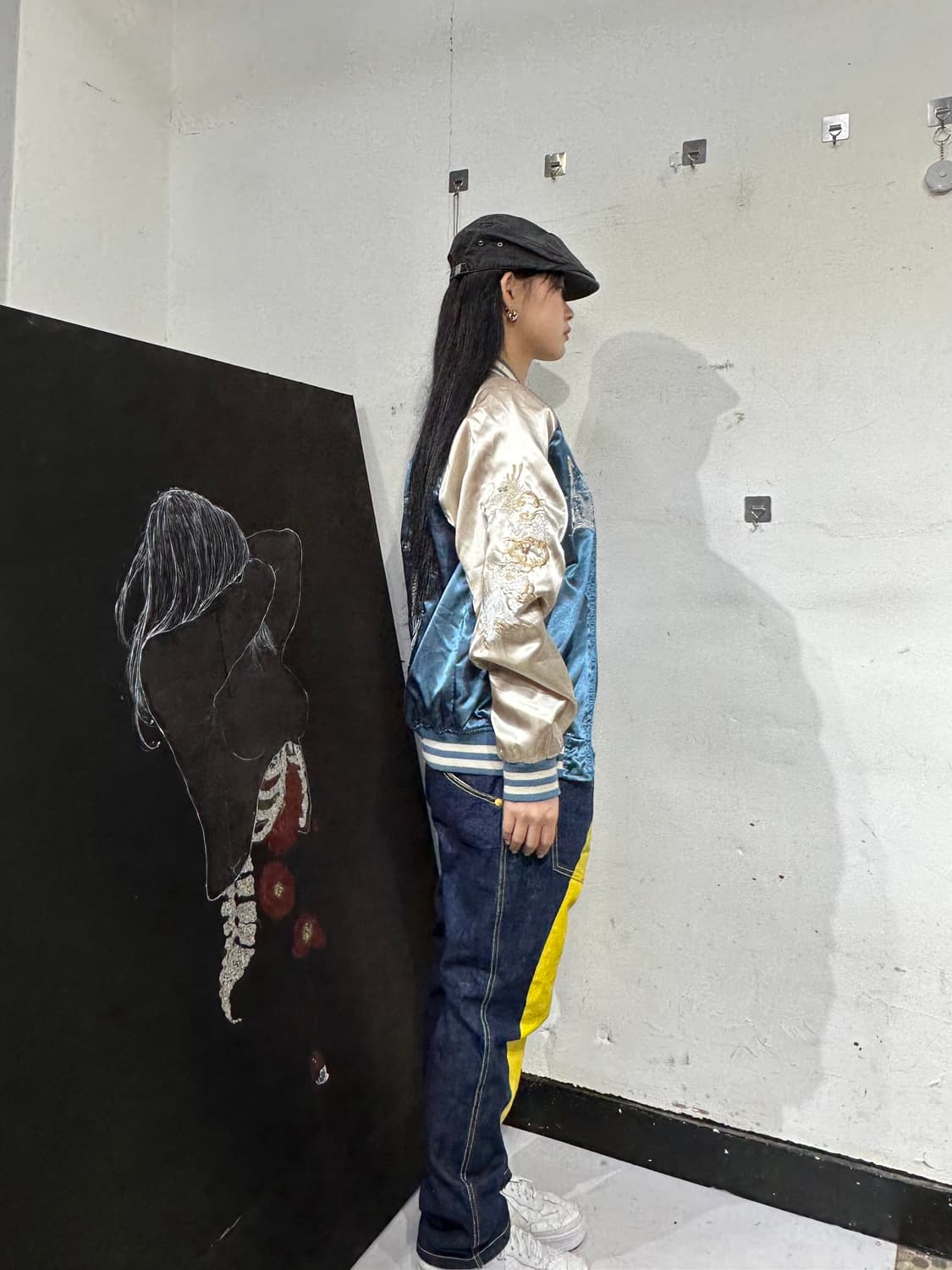 Jpn 일본빈티지 오리엔탈 네이비 민트 용 스카잔 자켓 상품이미지2