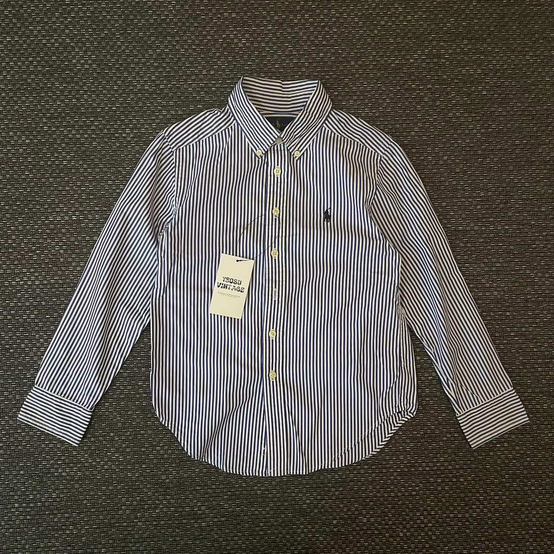 키즈 폴로랄프로렌  블루 스트라이프 로고 자수 셔츠 S 상품이미지1