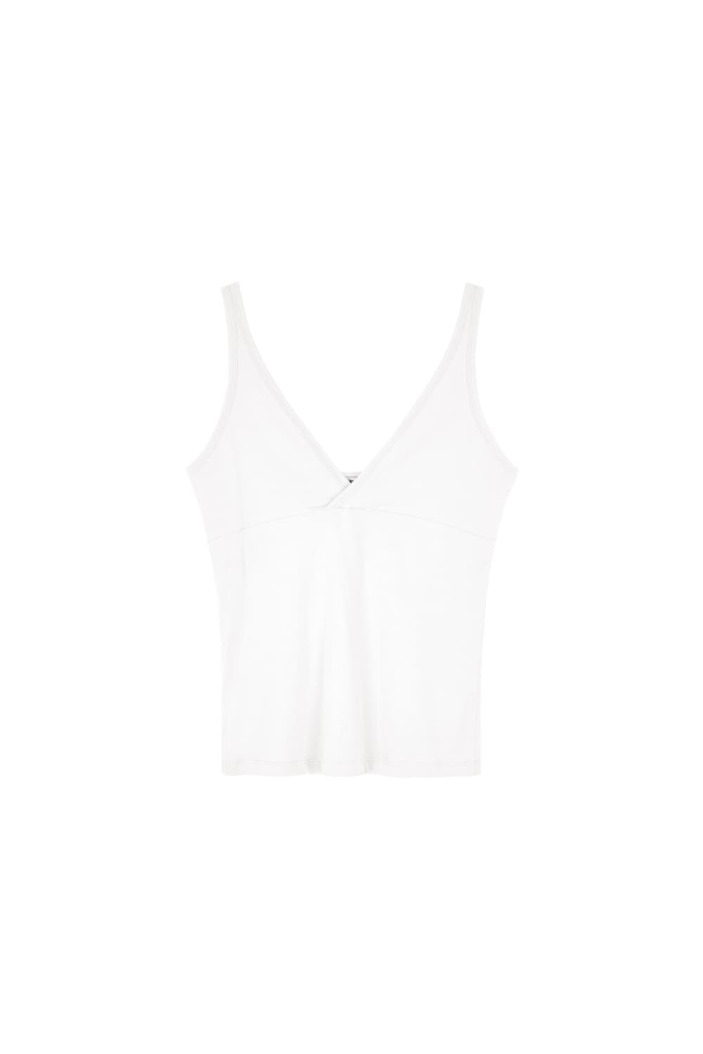 리포스 V NECK SLEEVELESS T-SHIRTS WHITE 상품이미지2