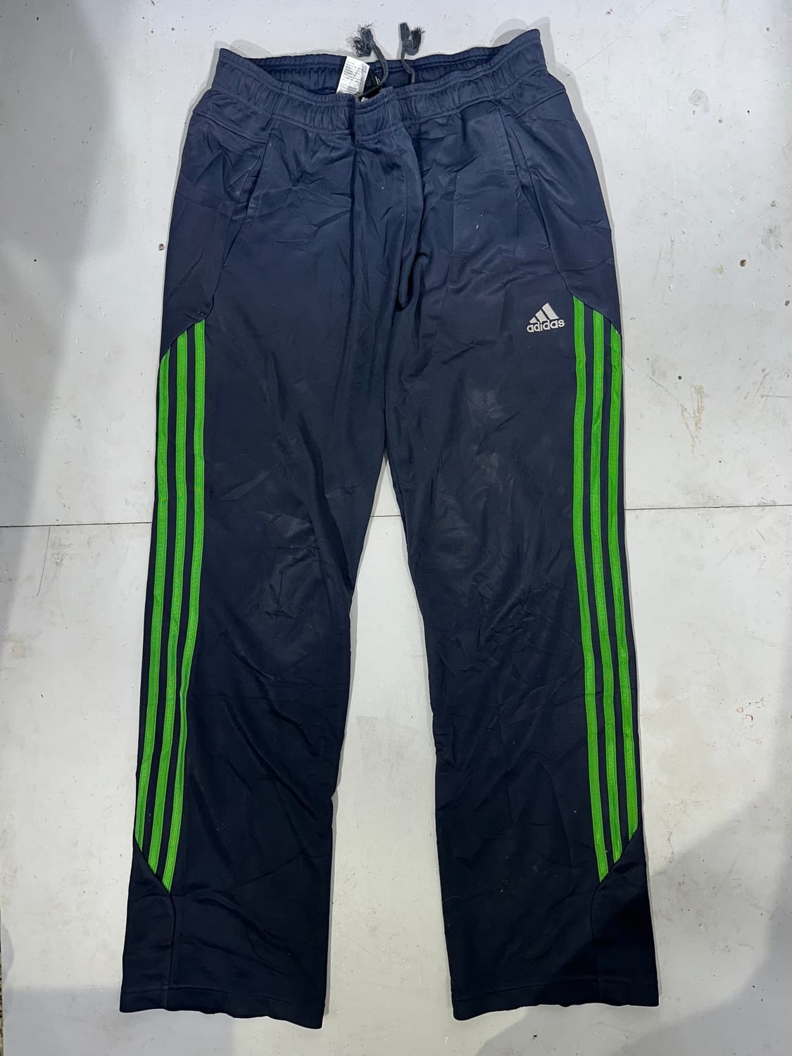 아디다스 네이비 그린 삼선 와이드 팬츠 M 상품이미지4