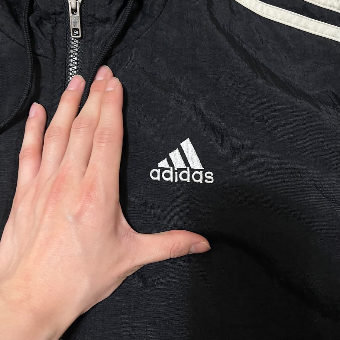 아디다스 올드스쿨 빅로고 후드 바람막이 자켓 XL/105  상품이미지5