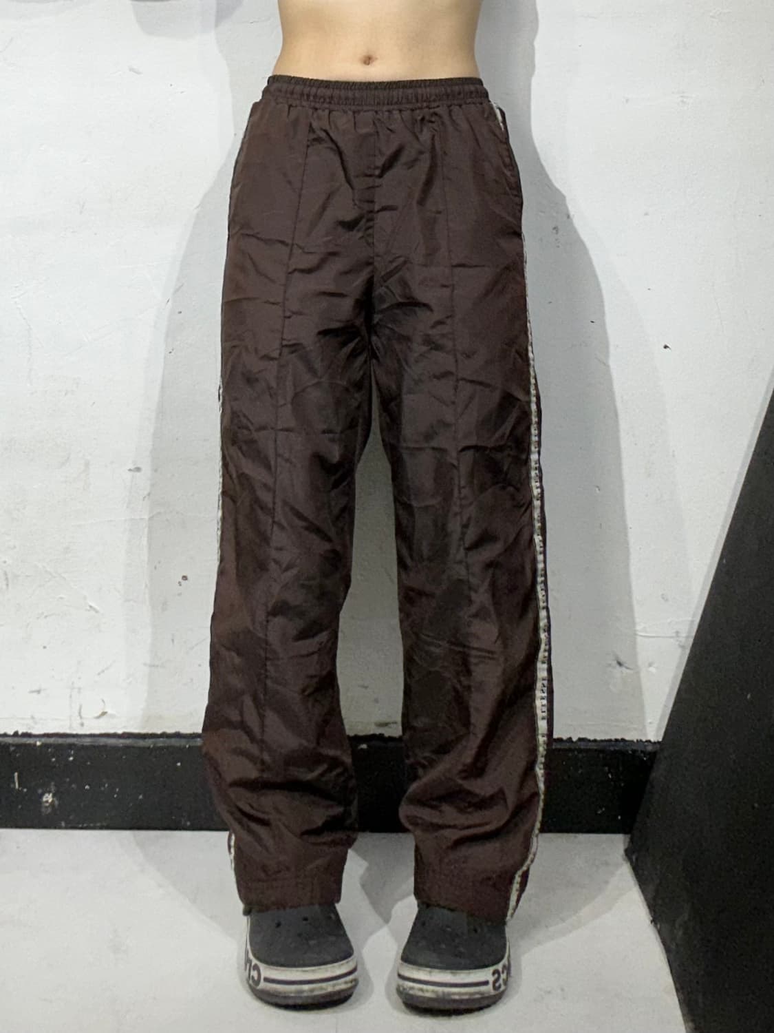 Jpn 일본 빈티지 초코 브라운 사이드 라인 트랙 팬츠 추리닝 바지 M 상품이미지2