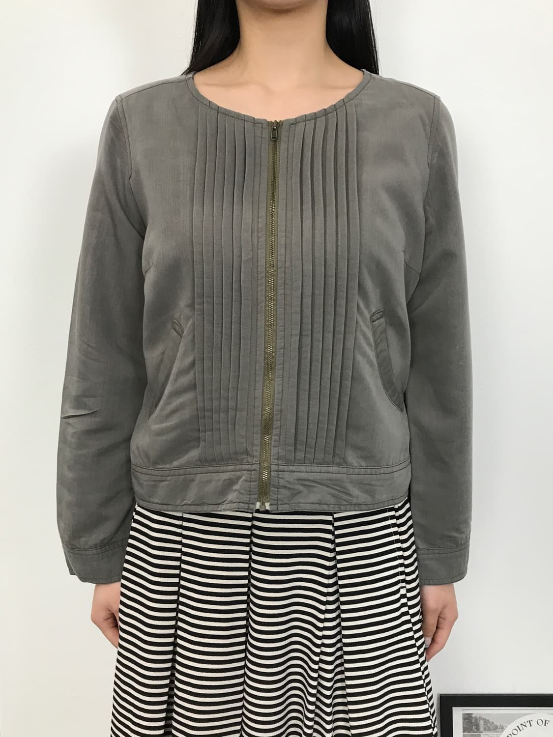 Jpn Pintuck Pleated Zip Up Blouse Jacket 상품이미지2