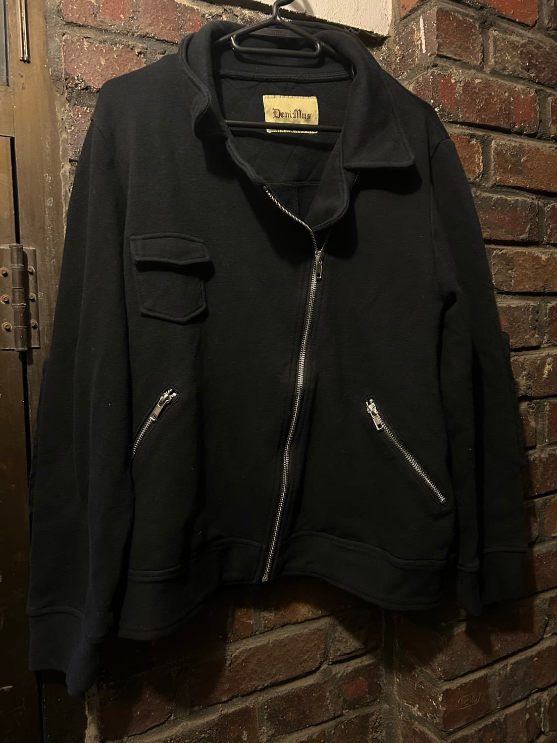 2000s denimus JPN 락시크 블랙 스웻 포켓 라이더 자켓 상품이미지1