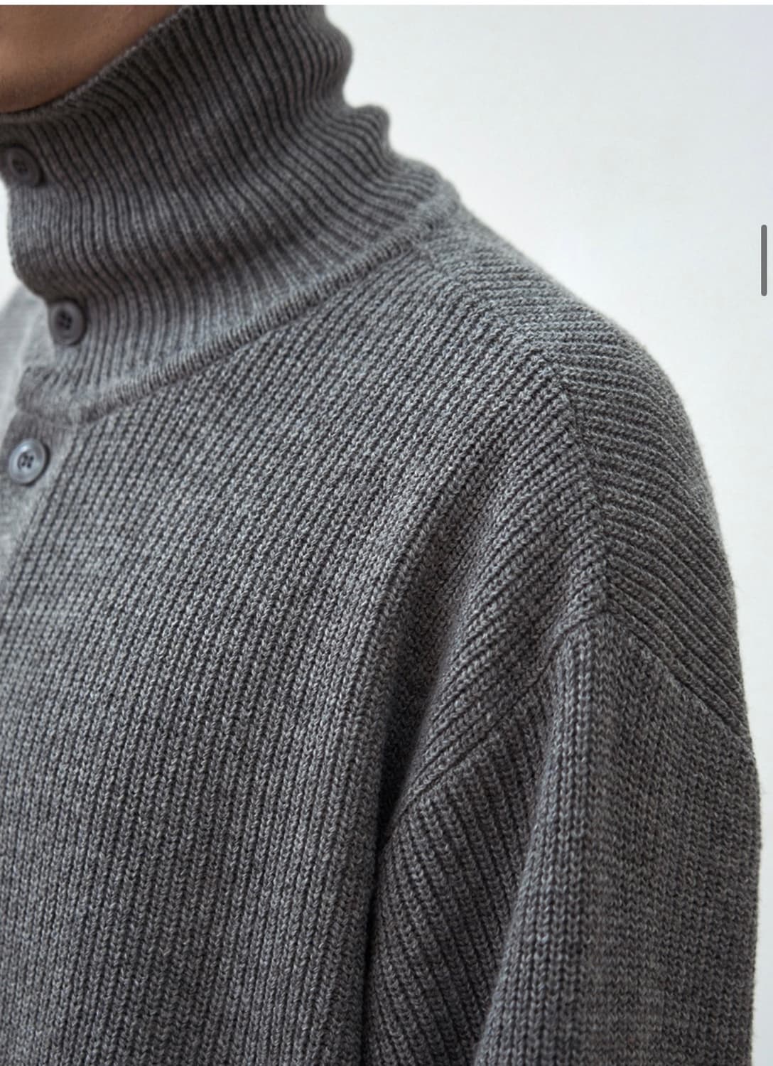 (새상품)(XL) 드로우핏 벌키 울 하이넥 니트 가디건 [M.GREY] 상품이미지7