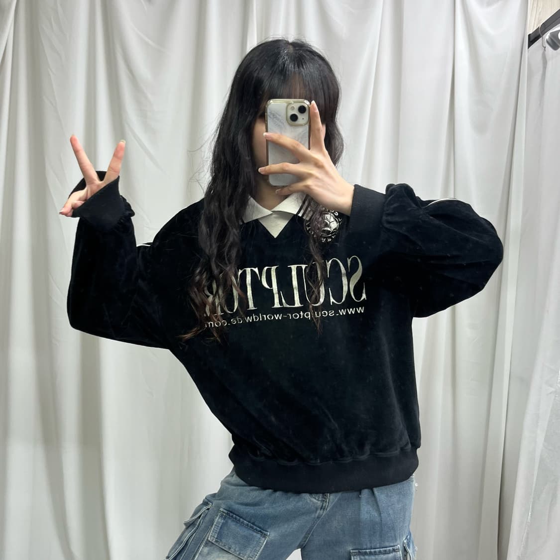 SCULPTOR black velour soccer jersey 상품이미지1