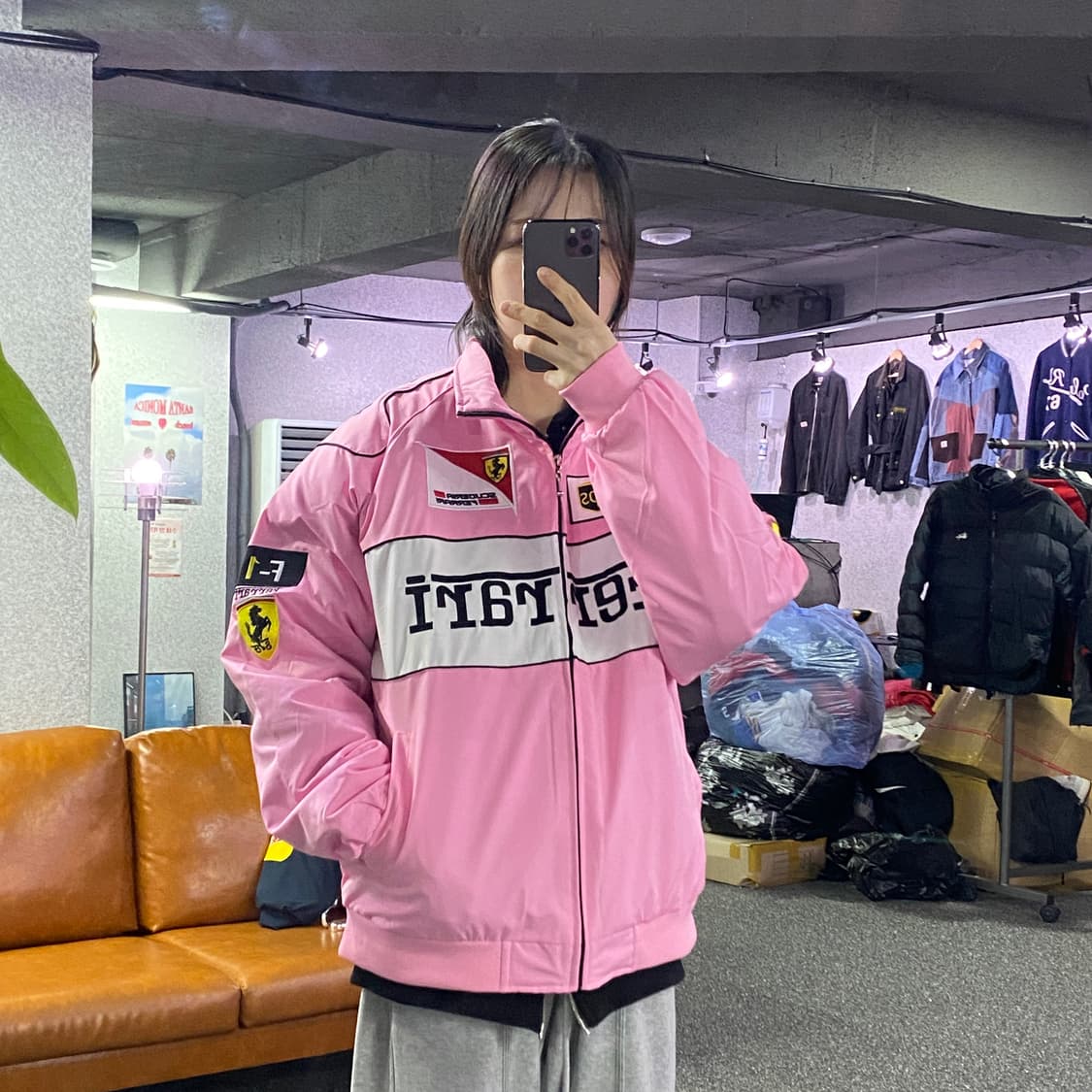 페라리 핑크배색 레이싱 점퍼 B3258 상품이미지1