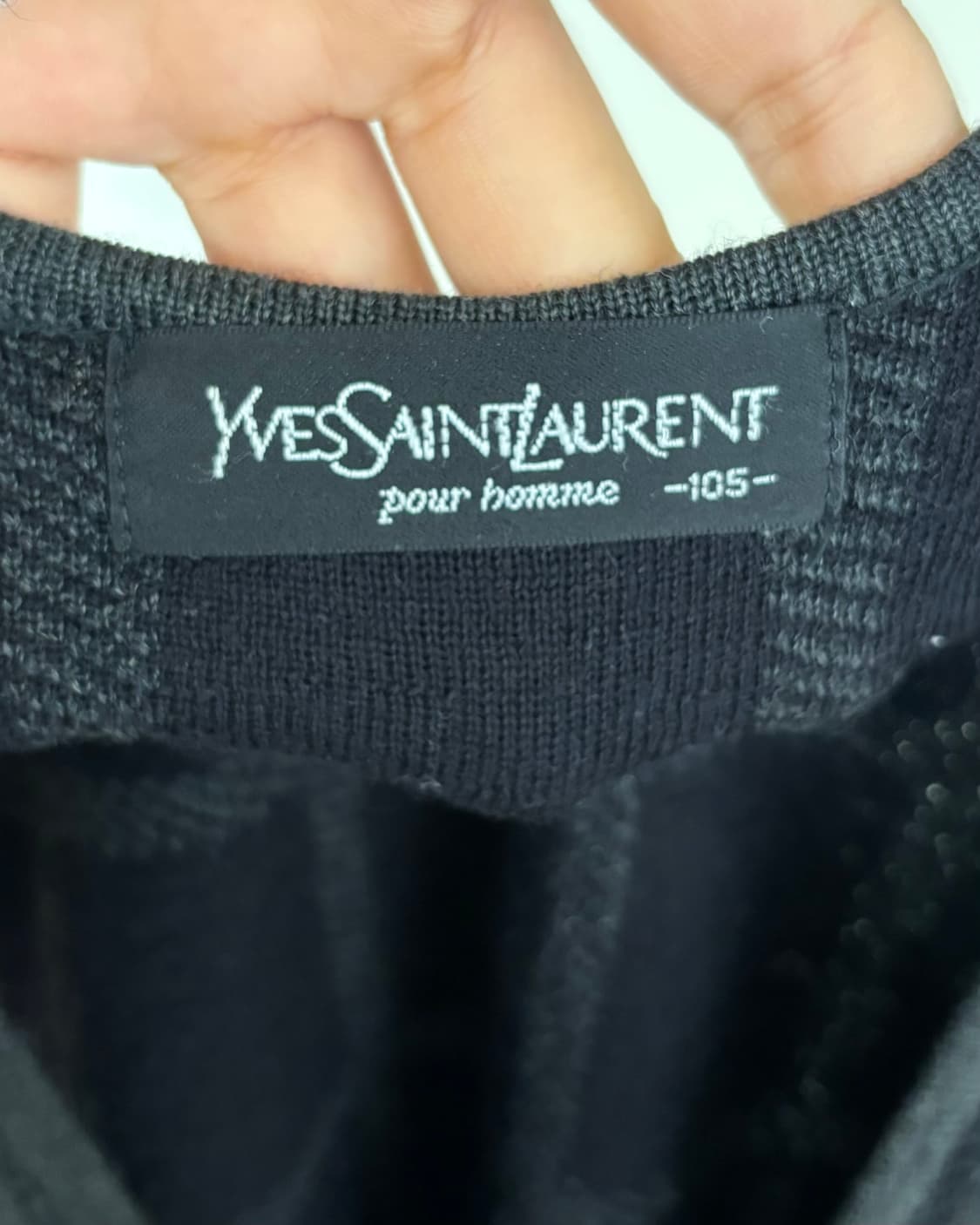 입생로랑 차콜 그레이 체크 패턴 울 니트 베스트 상품이미지7