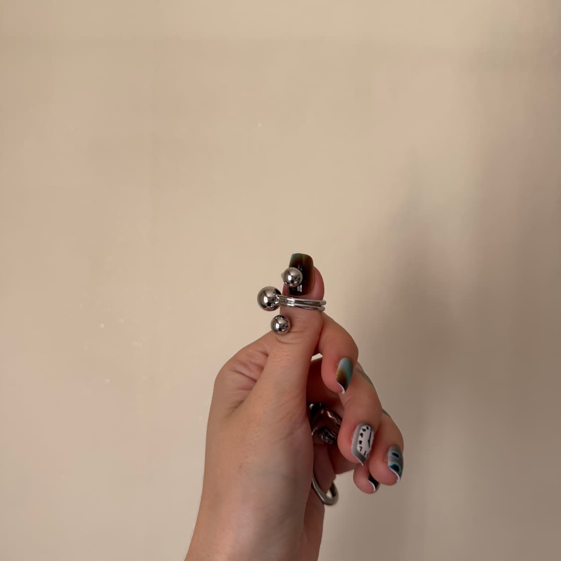 쓰리 볼 오픈 반지 상품이미지5