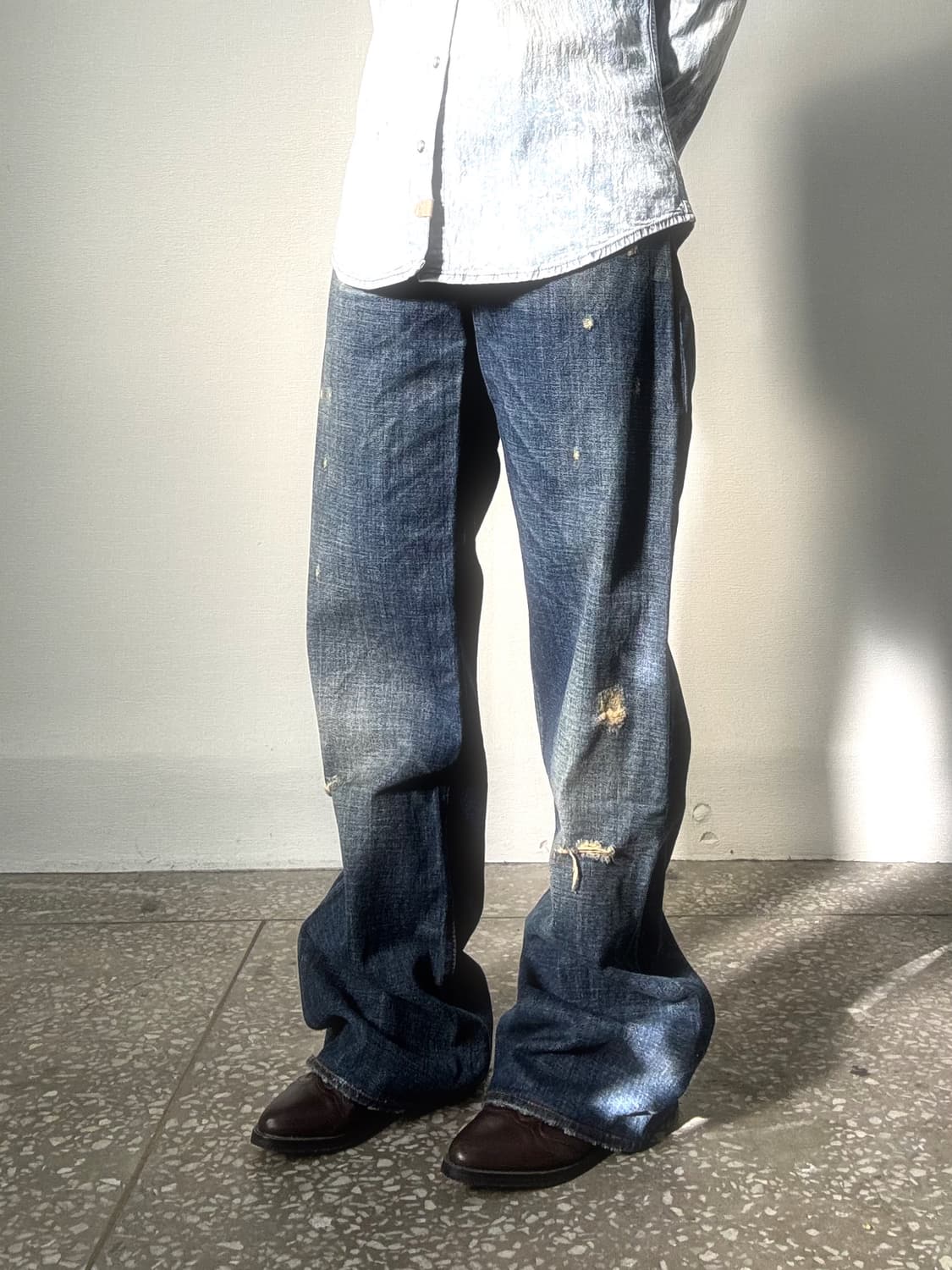 그런지 와이드 데님 팬츠 상품이미지5