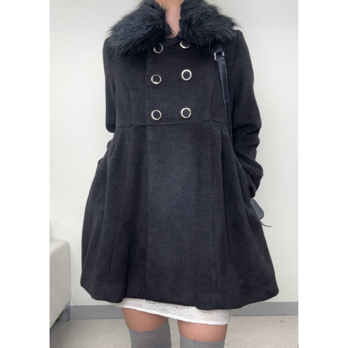 빈티지 블랙 더블 코트 상품이미지2